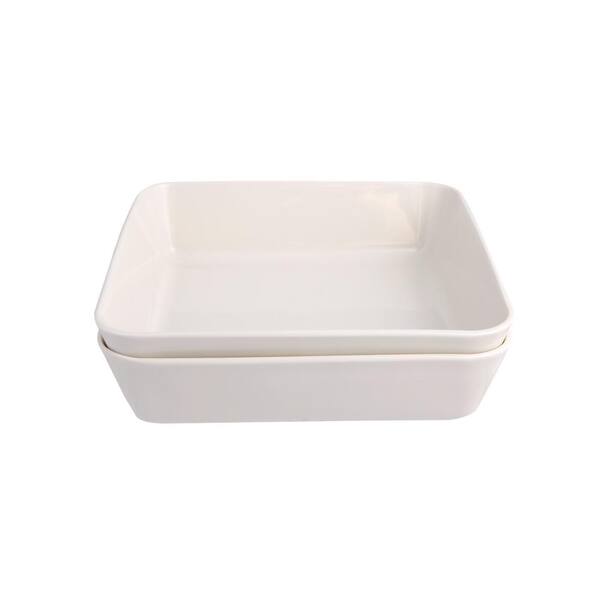 PORLAND Cortot 2 Piece White Porcelain Salad Bowl Set
