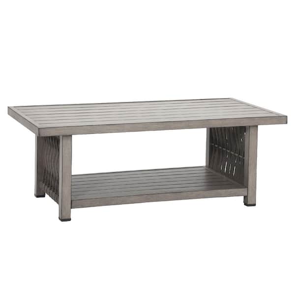 Zeus & Ruta 47.2 in. W Gray Rectangular Aluminum Coffee Table for Outdoor, Patio, Yard, Deck and Garden