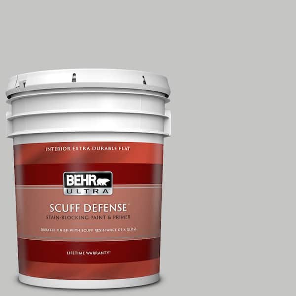 BEHR ULTRA 5 gal. #N520-2 Silver Bullet Extra Durable Flat Interior Paint & Primer