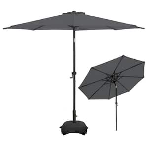 10 ft. Aluminum Patio Umbrella Market Umbrella, Fade Resistant and Base in Dark Grey