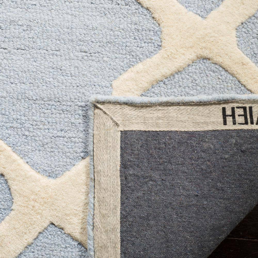 Light Blue and Ivory Hand-Tufted Wool Area Rug, 8' x 10'