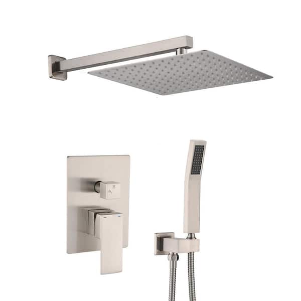 Unbranded Single Handle 3-Spray High Pressure Tub and Shower Faucet 2.5 GPM with Showerhead in. Brushed Nickel (Valve Included)