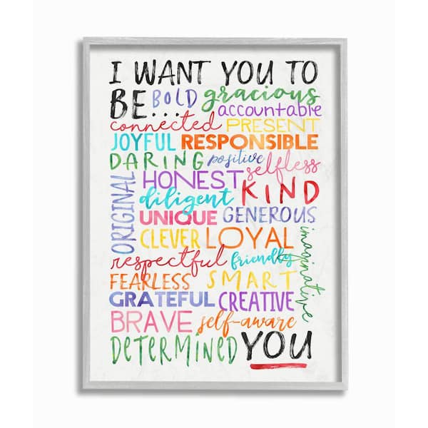 Stupell Industries I Want You To Be You Inspirational Design By Erica Billups Framed Print Typography Texturized Art 11 in. x 14 in.