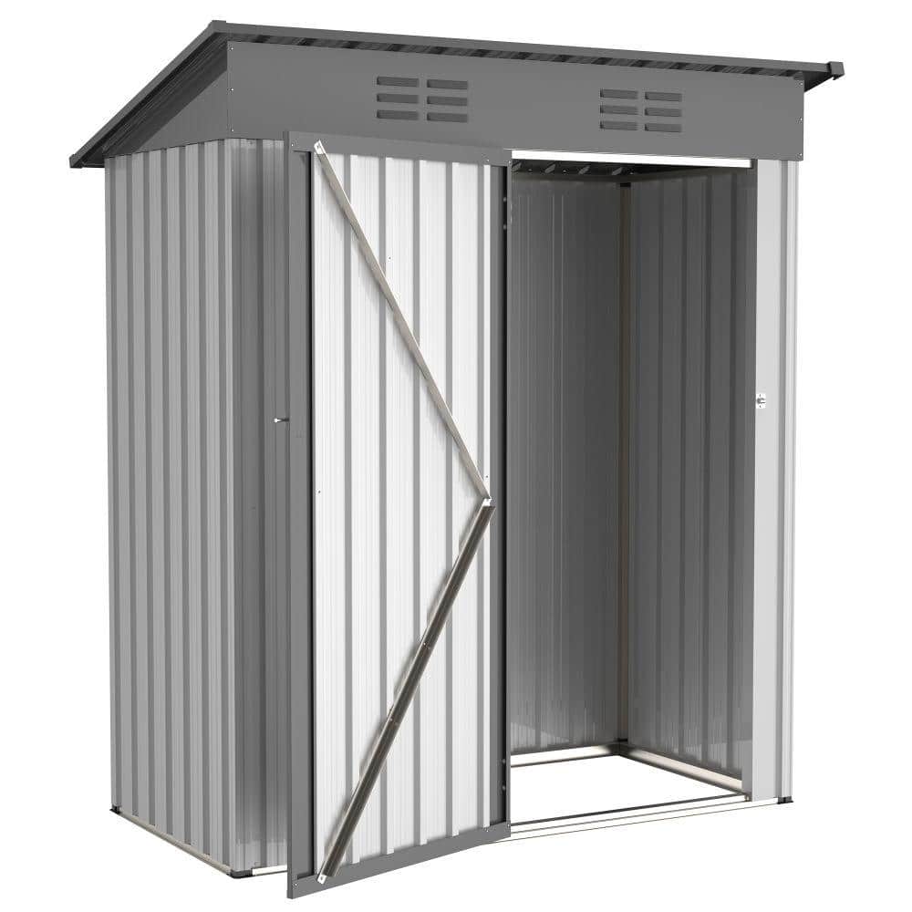 5 ft. W x 3 ft. D Galvanized Metal Shed with Lockable Doors, Tool Storage G