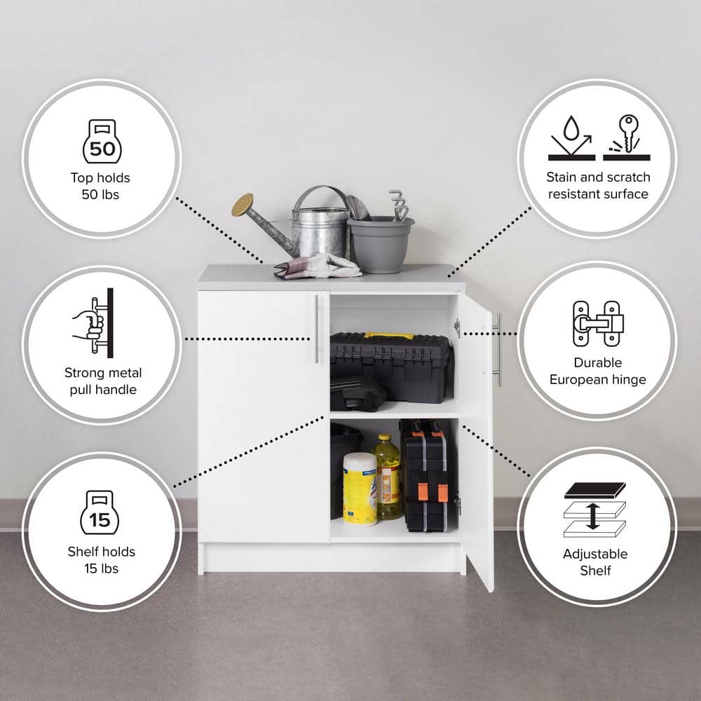 Freestanding White Office Storage Cabinet with Adjustable Shelving