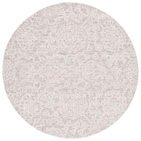 Metro 6 ft. x 6 ft. Beige/Ivory Distressed Marle Round Area Rug