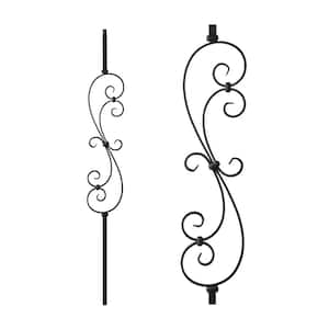 Satin Black 34.1.25-T Mega Large Spiral Scroll Hollow Iron Baluster for Staircase Remodel
