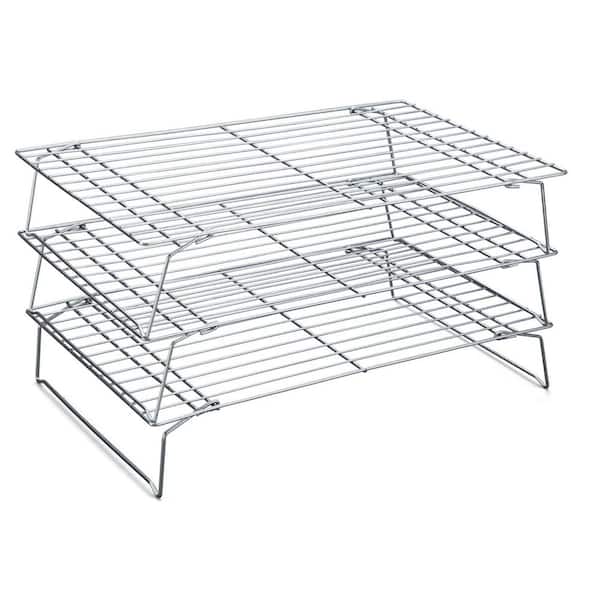 3-Piece Stainless Steel Stackable Cooling Rack Set Oven Safe Dishwasher Safe for Baking Cooking Pastries Meats