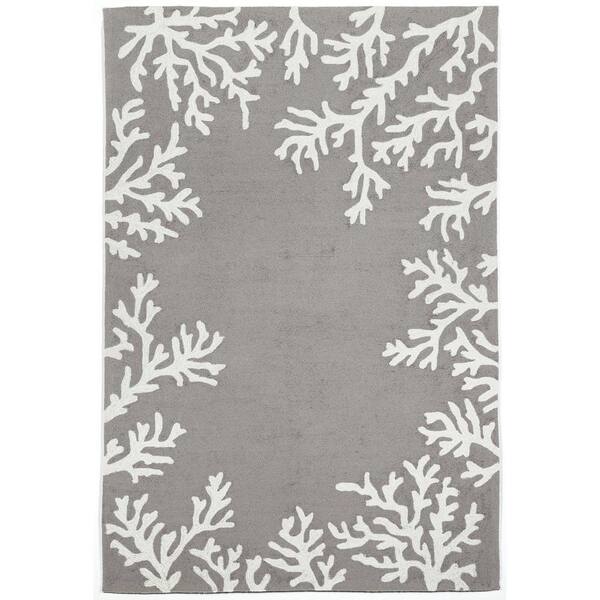 Unbranded Lucca Sea Flower Silver 4 ft. x 6 ft. Indoor/Outdoor Area Rug