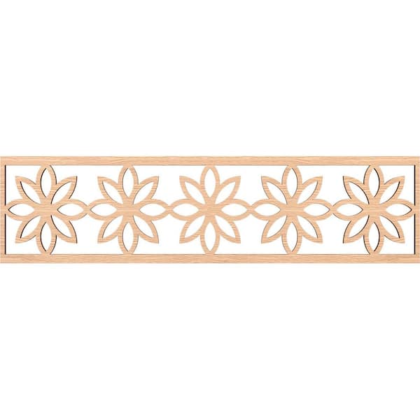 Ekena Millwork Daisy Fretwork 0.375 in. D x 47 in. W x 12 in. L Red Oak Wood Panel Moulding