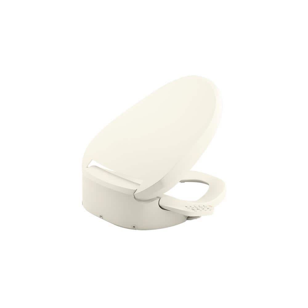 KOHLER K-8298-96 C3 155 Elongated Warm Water Bidet Toilet Seat, Biscuit  with Quiet-Close Lid and Seat, Automatic Deodorization, Self-Cleaning Wand,  Ad
