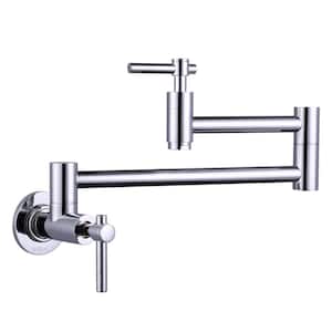 Wall Mounted Pot Filler with Double Handles in Polished Chrome