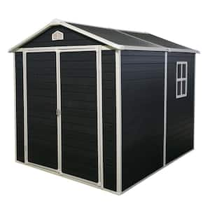 6 x 8 ft Resin Outdoor Storage Shed with Window, Vent for Store, Patio, Furniture, Black