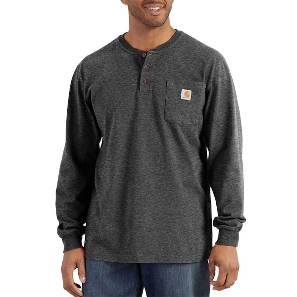 Carhartt Men's Regular Medium Black Cotton Long-Sleeve T-Shirt K231-BLK -  The Home Depot