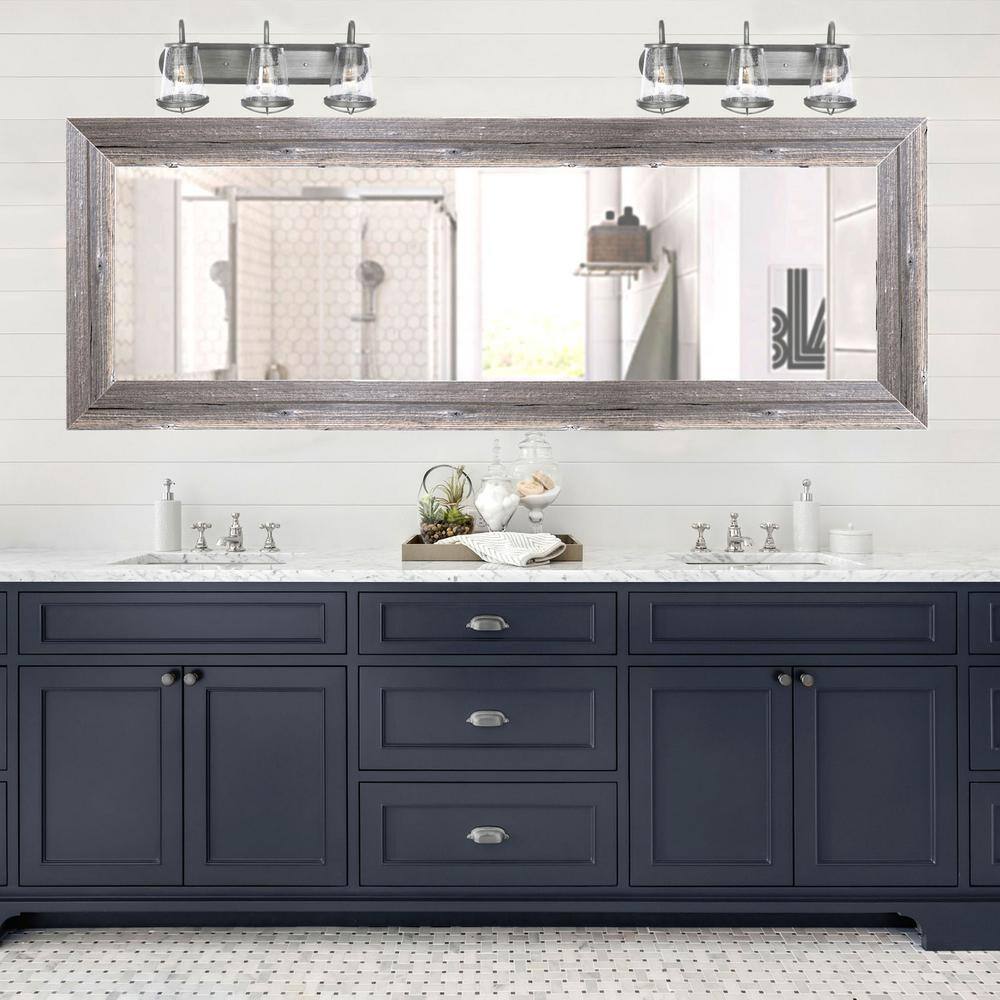 Weathered Iron 24" Bath Bar with Clear Seedy Glass Shades
