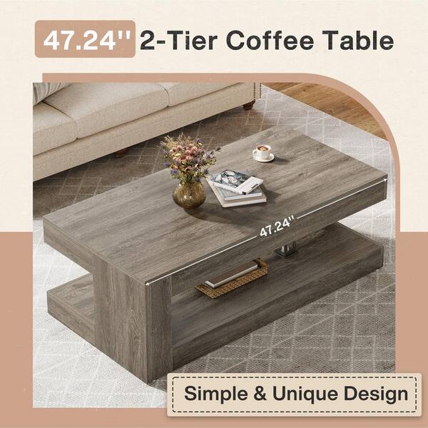 TRIBESIGNS WAY TO ORIGIN Inaayah 47.24 in. Gray Rectangle Wood