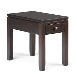 Cosmopolitan Solid Wood 14 in. Mahogany Brown Wide Contemporary Narrow Side Table
