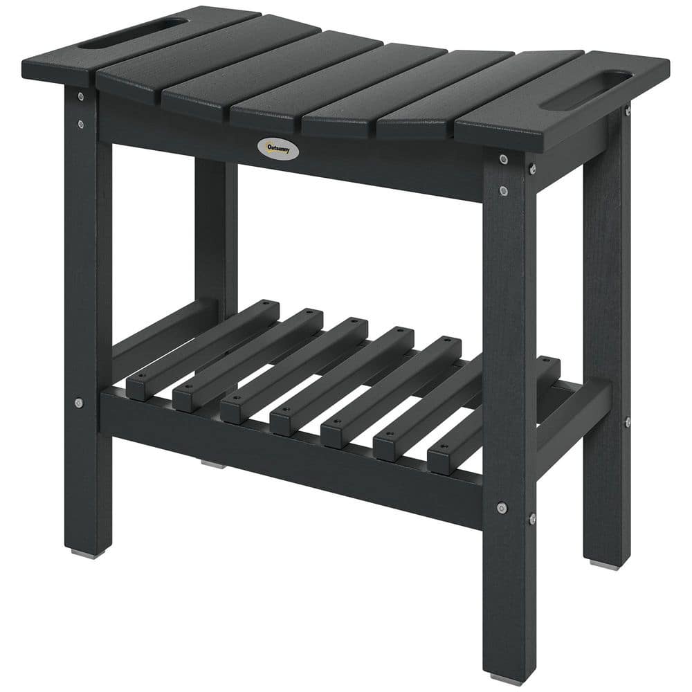 Outdoor Side Table, 2-Tier Shower Bench with Non-Slip Pads and Handles
