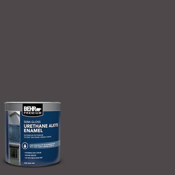 1 qt. #N530-7 Private Black Semi-Gloss Enamel Urethane Alkyd Interior/Exterior Paint