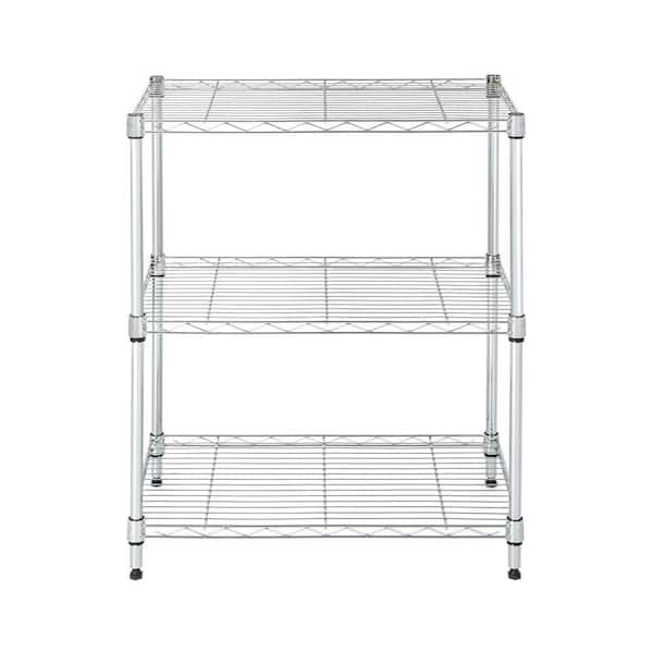 3-Tier Steel Wire Shelving Unit Chrome (24 in. W x 30 in. H x 14 in. D)