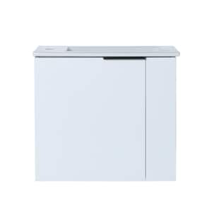 22 in. W x 13 in. D x 20 in. H Single Sink Wall Mounted Bath Vanity in White with White Ceramic Top