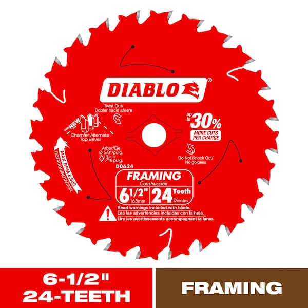 6-1/2in. x 24-Tooth Demo Demon Ultra-Thin Framing/Demolition Circular Saw Blade for Wood