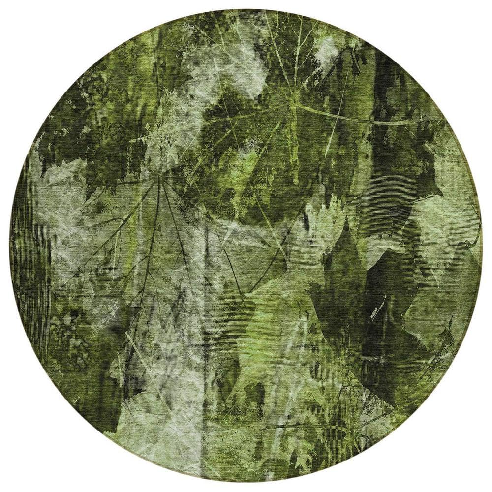 Green 8 ft. Round Woven Floral Round Indoor/Outdoor Area Rug price history on PriceWatchPro