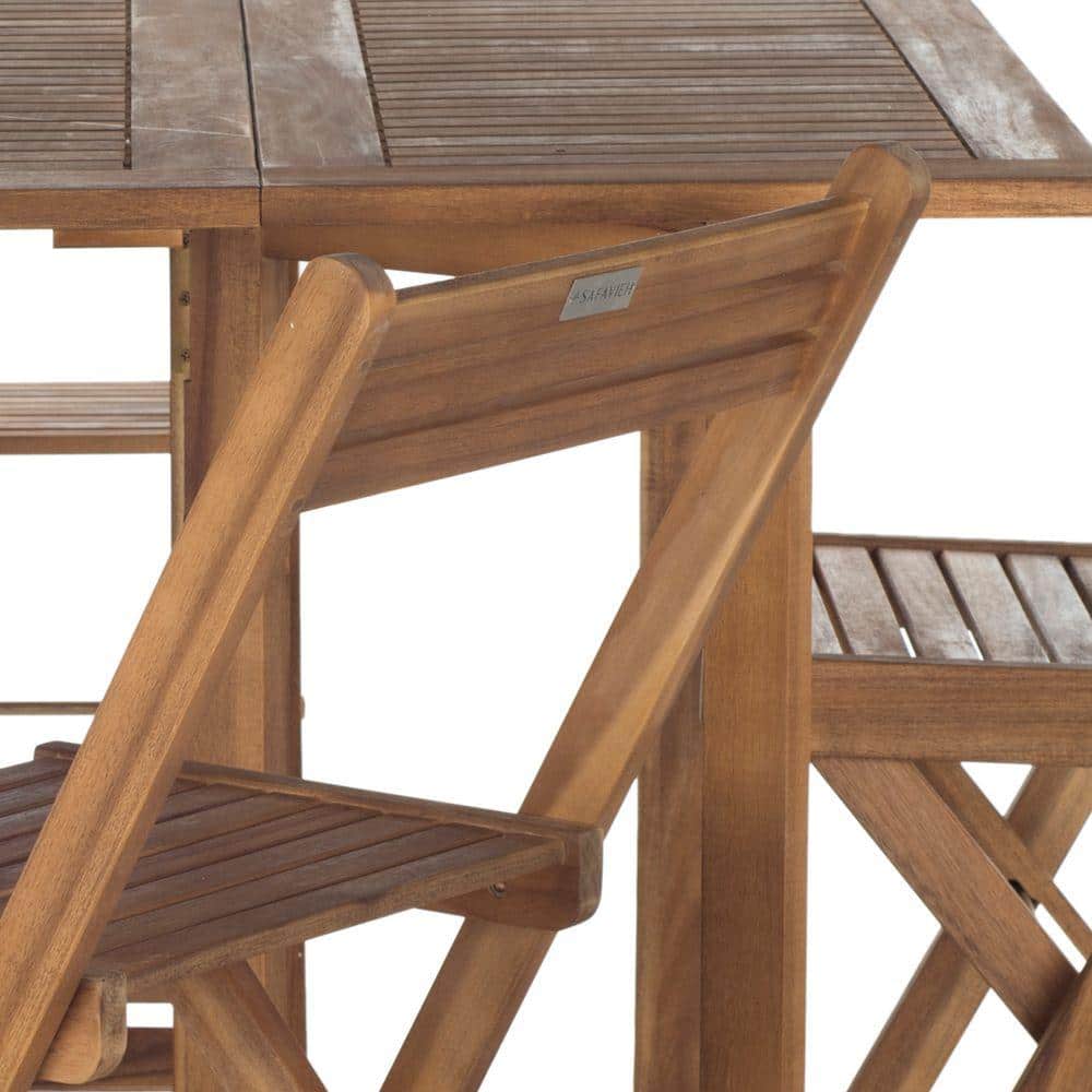 Natural Acacia Wood Foldable 5-Piece Outdoor Dining Set