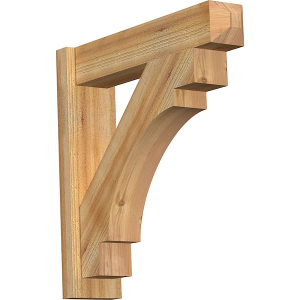 Ekena Millwork 6 in. x 26 in. x 26 in. Western Red Cedar Merced Craftsman Rough Sawn Outlooker