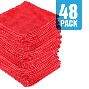 Microfiber Cleaning Cloths, 16 in. x 16 in., Red (48-Pack)