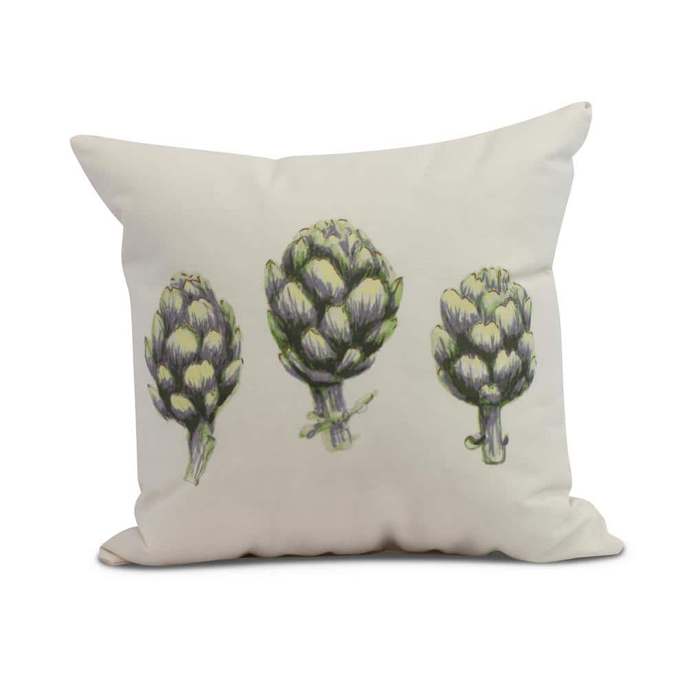 Artichoke Green Decorative Floral Throw Pillow