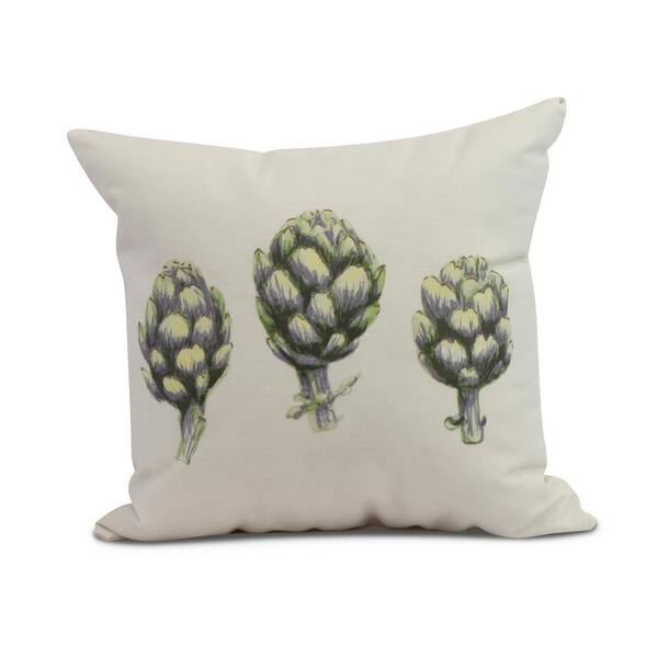 Unbranded Artichoke Green Decorative Floral Throw Pillow