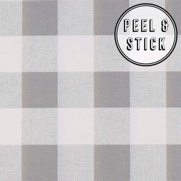 Unbranded Transform Grey Check Peel and Stick Wallpaper
