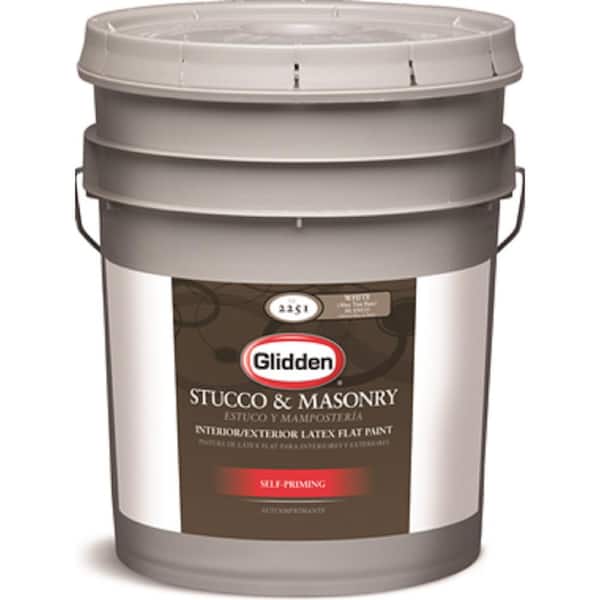 Glidden Stucco & Masonry 5 gal. White Flat Interior/Exterior Stucco and Masonry Paint