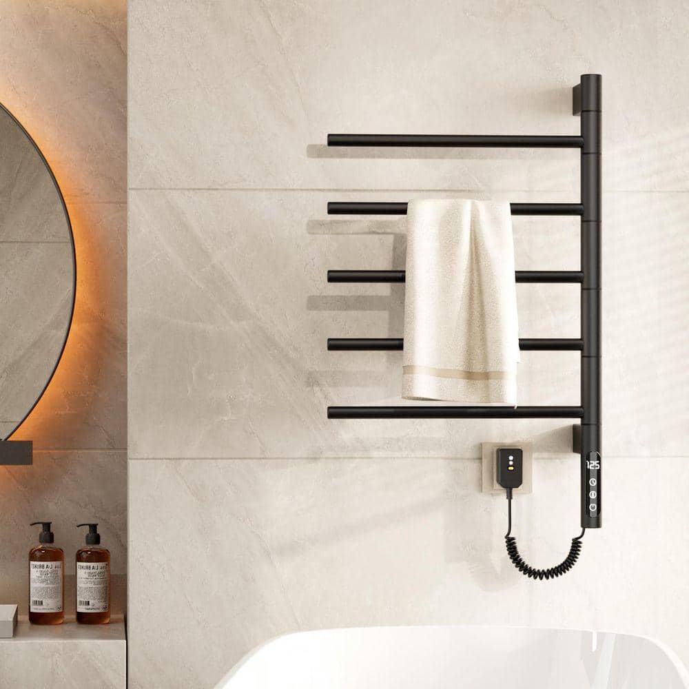 IOOI 5-Bar Hardwired and Plug-in Electric Towel Warmer in Matte