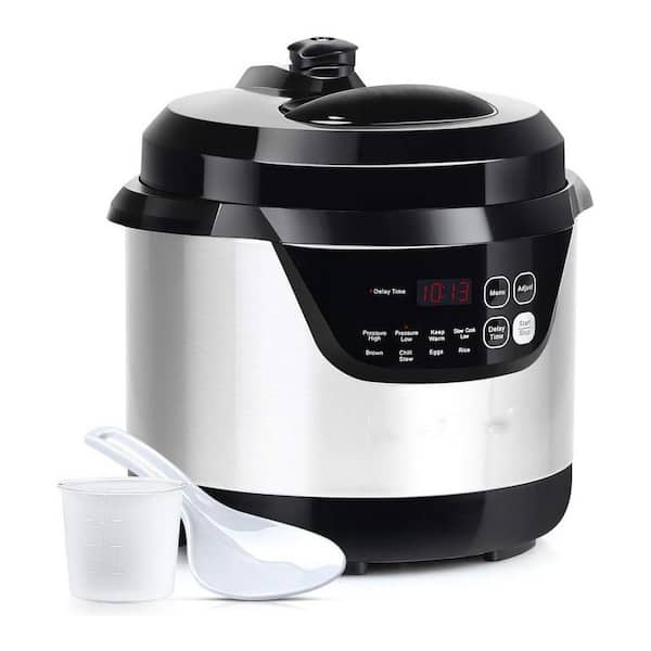 3 qt. Electric Pressure Cooker Stainless Steel Multi-Function 8-in-1 with Slow Cook Rice Steamer Sauté Brown Warmer