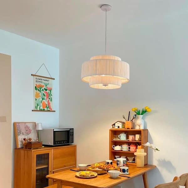 Collision 3-Light Off-white Small Chandelier with Paper Lampshade