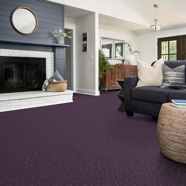 Watercolors I - Wisteria - Purple 15 ft. 28.8 oz. Polyester Texture Installed Carpet