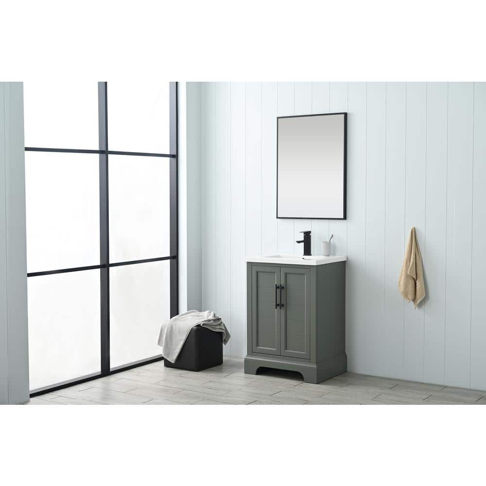 Vintage Green 24" Freestanding Single Sink Bathroom Vanity with Ceramic Top