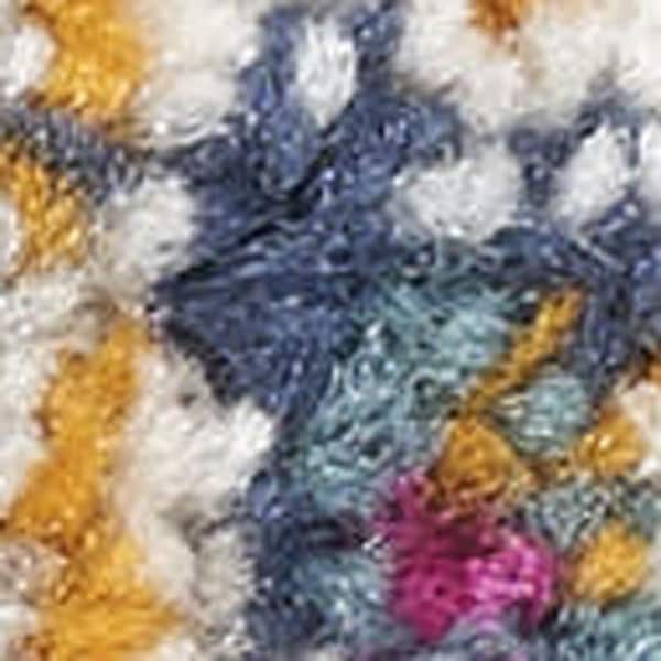 5' X 7' Ivory and Gray Chevron Shag Area Rug