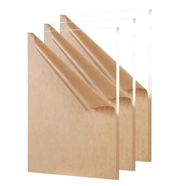 Pro Space 3 ft. x 3 ft. Clear Acrylic Cut Plexiglass Durable, Cuttable, Water Resistant, Weatherproof, Multipurpose Sheet（3pack）