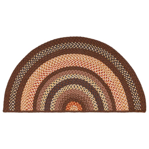 Braided Brown/Light Brown 2 ft. x 4 ft. Machine Washable Border Geometric Specialty Area Rug