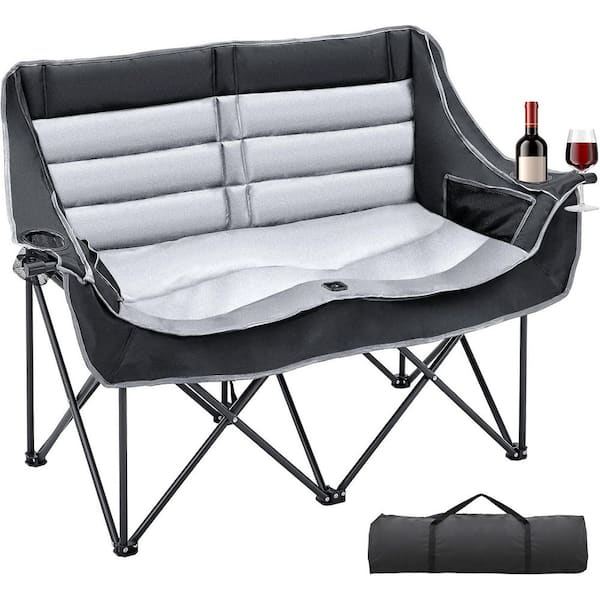 XXXL Oversized Fully Padded Camping Chair 2-Person Folding Loveseat Camping Couch Double Camping Chair, 990 lbs.