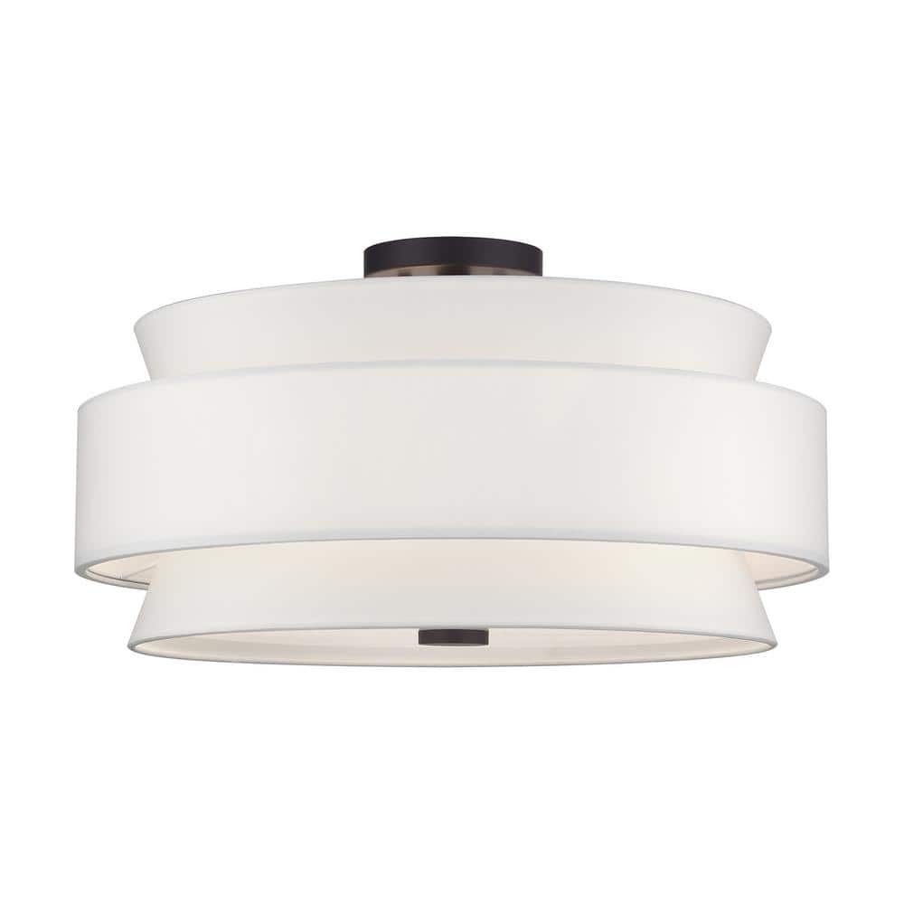 Fontana 5-Light Bronze Semi Flush Mount with Off-White Fabric Shade price history on PriceWatchPro