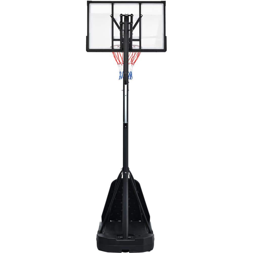Adjustable Black Portable Basketball Hoop System with LED Lights