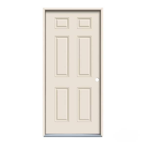 JELD-WEN 30 in. x 80 in. 6-Panel Primed Steel Prehung Left-Hand Inswing Front Door