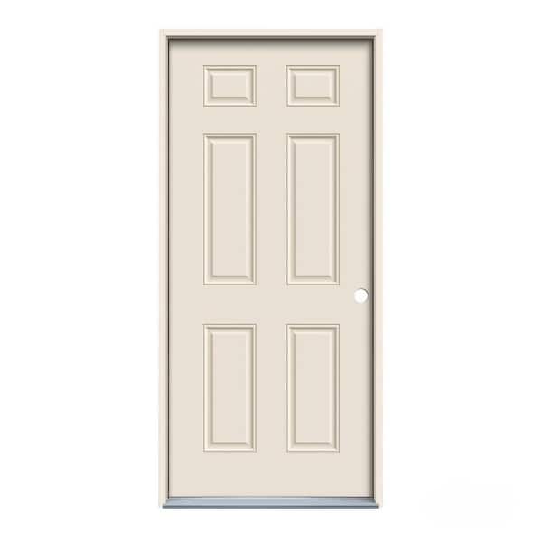 JELD-WEN 36 in. x 80 in. 6-Panel Primed Steel Prehung Left-Hand Inswing Front Door