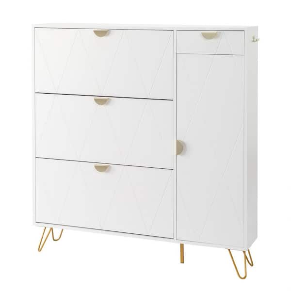 49. 21in. H x 47. 24in. W White Particle Board Shoe Storage Cabinet