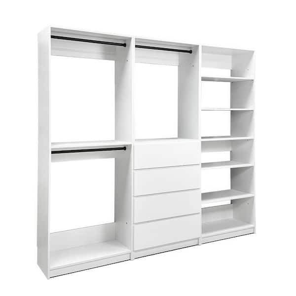Prosper 96 in. W White Tower System Freestanding-Shelf Walk-in Wood Closet System