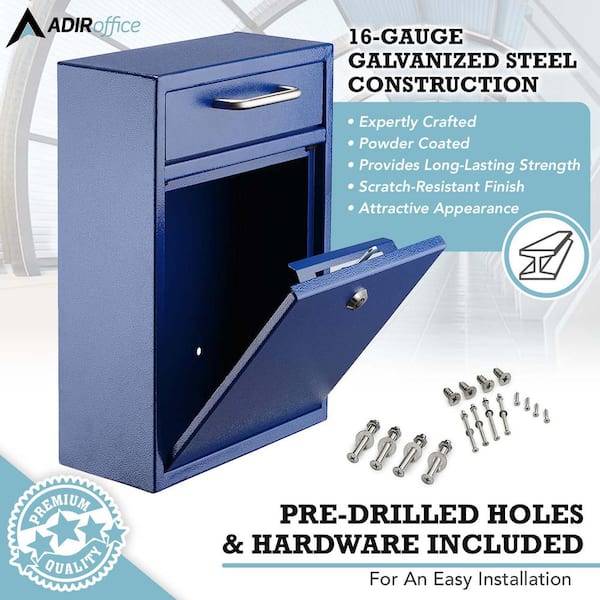 AdirOffice Large Steel Ultimate Drop Box Wall Mounted Drop Box